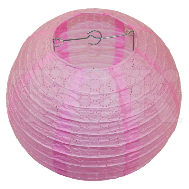 Бумажный фонарик с рисунком светло-розовый 35 см. 0924-9